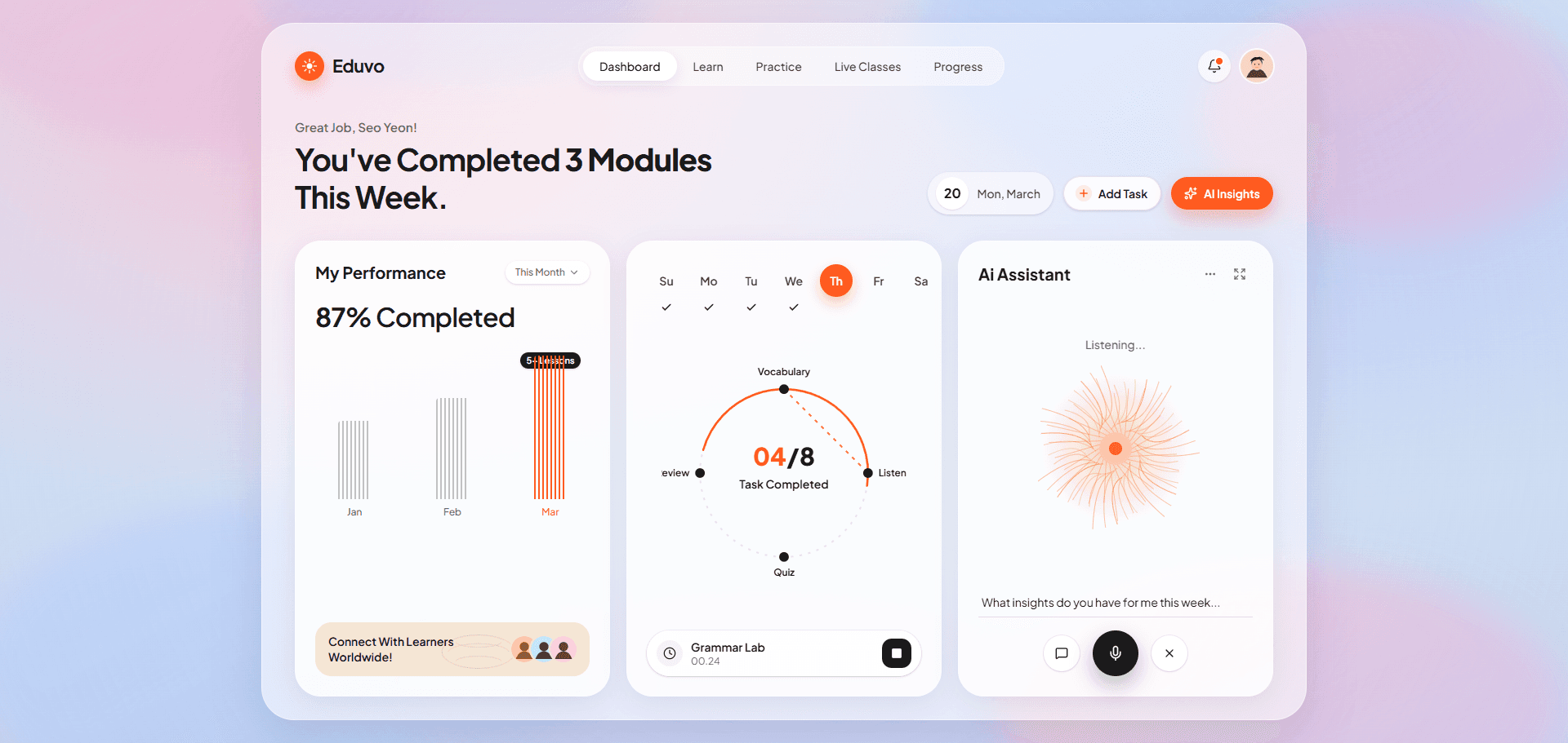 Eduvo website homepage