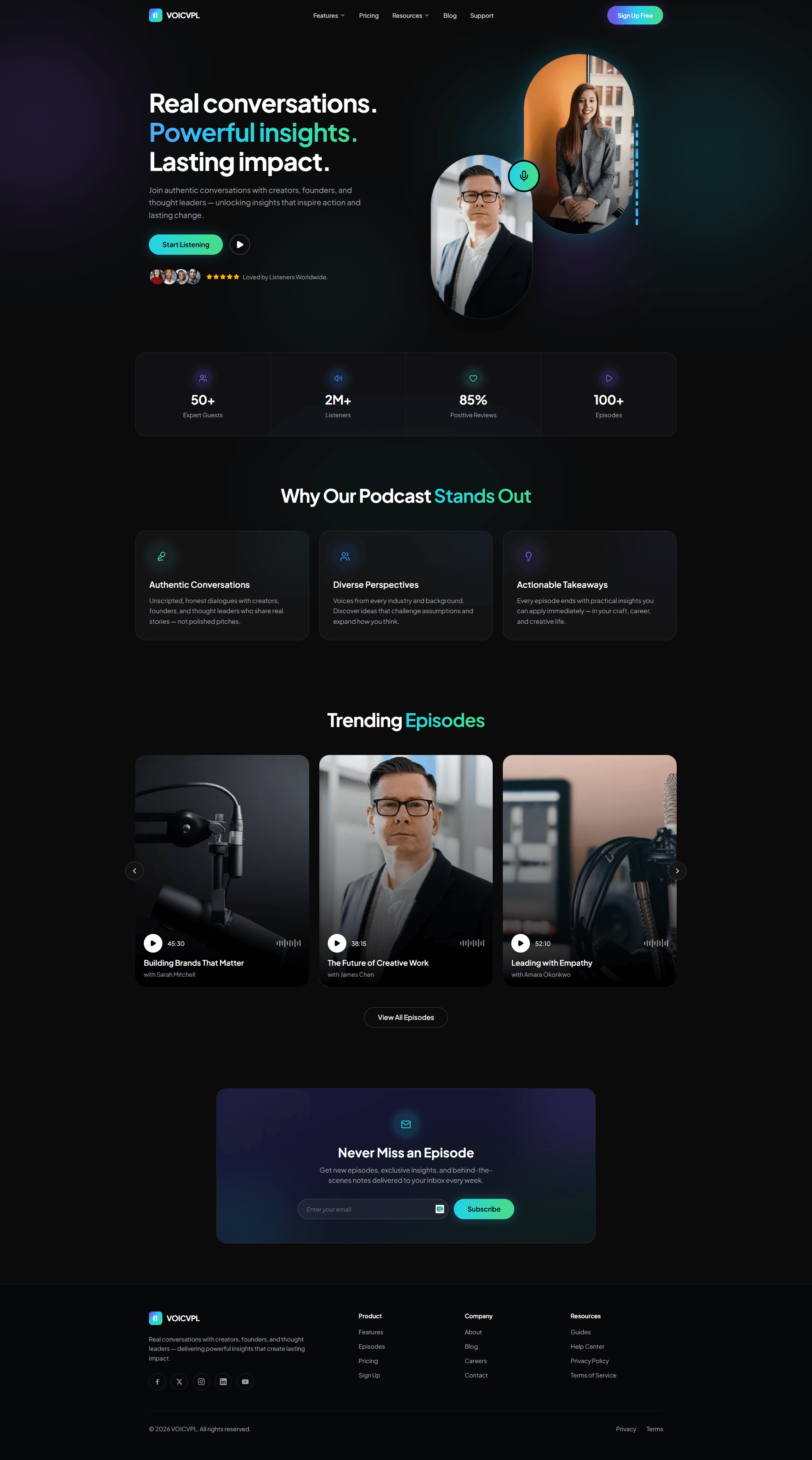 Voice website homepage
