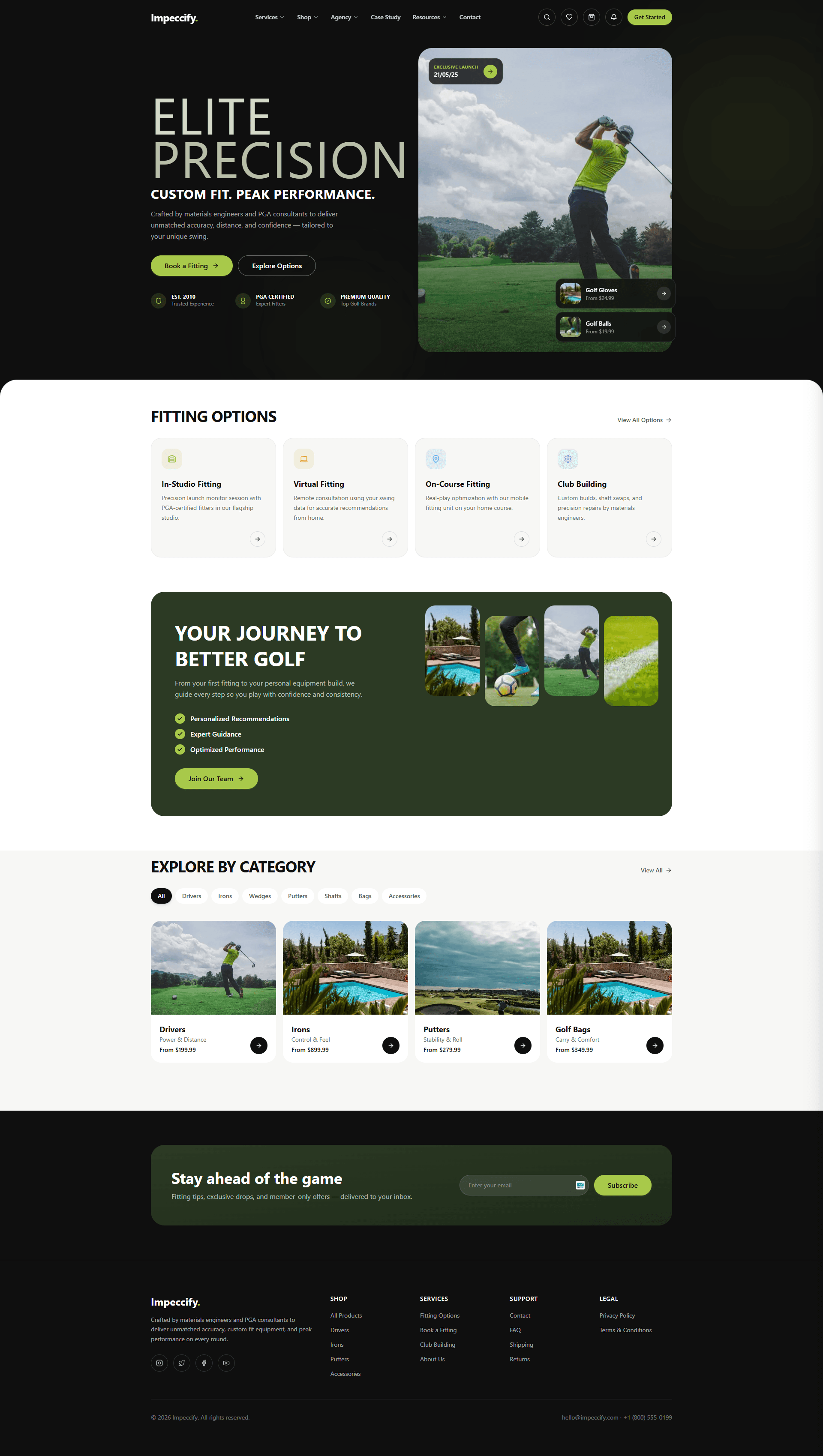 Golf Kit website homepage