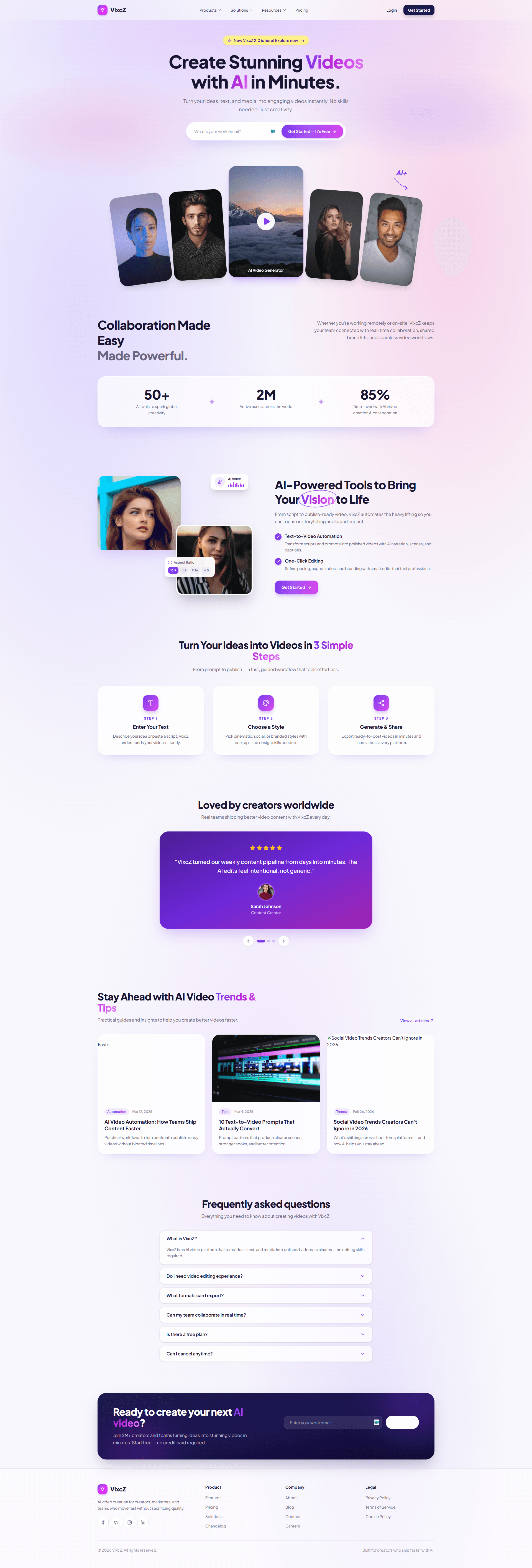 Vixcz website homepage
